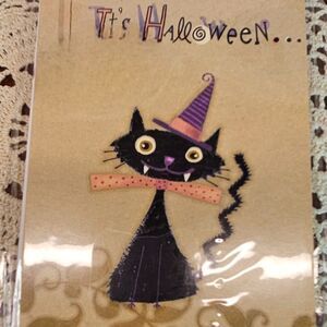 NIP 8 Count Halloween Notecards & Envelopes "It's Halloween..." Goofy Black Cat
